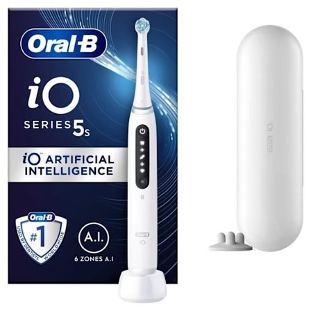 Elektrisk tandborste - ORAL-B - IO5S QUITE WHITE - Uppladdningsbar - 5 lägen - Oscillerande- roterande