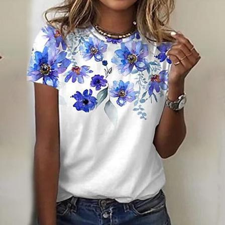 Print Toppar För Kvinnor Med Blommönster Blus