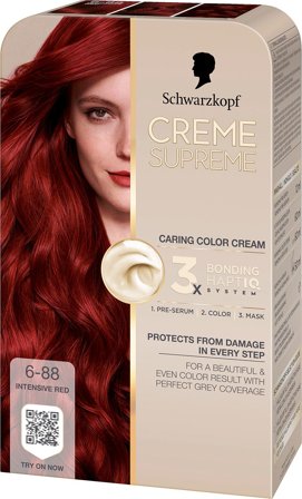 Schwarzkopf Creme Supreme Caring Color Creme 6-88 Intensive Red, Hår, Hårfarve, Permanent Hårfarve