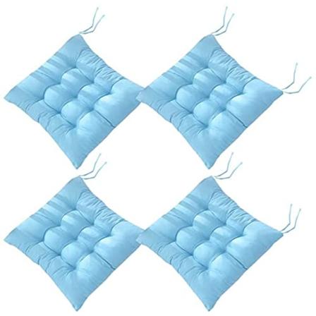 4 st mjuka stolsdynor, stolsdynor med band, stolsdynor matsal för trädgård uteplats kök matsal (40x40cm)A blue