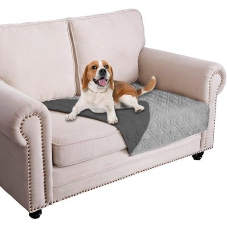 1-Pakning - Vanntett kjæledyrpledd - Kjæledyrsofapledd - 76 x 127 cm - Lys grå + Mørk grå