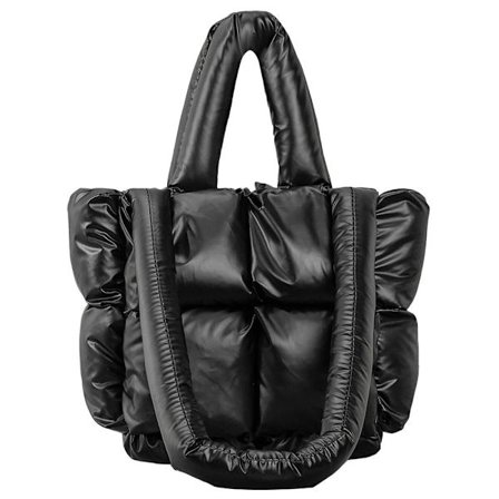 Polstret Tote Taske Puffer Quiltet Skuldertaske SORT