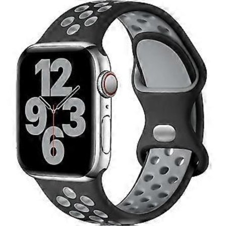 Urheiluranneke yhteensopiva Apple Watch -rannekkeen kanssa 44mm 42mm 45mm, hengittävä silikoninen kaksoisreikäsolkiranneke, iWatch Series 7 6 5 4 3 