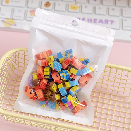 50st/påse Kawaii Eraser Creative Cartoon Mini Pencil Rubber Ani