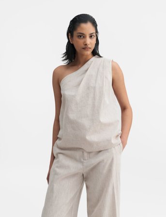 Ahlvar Gallery Elle Linen Tank - Beige - L