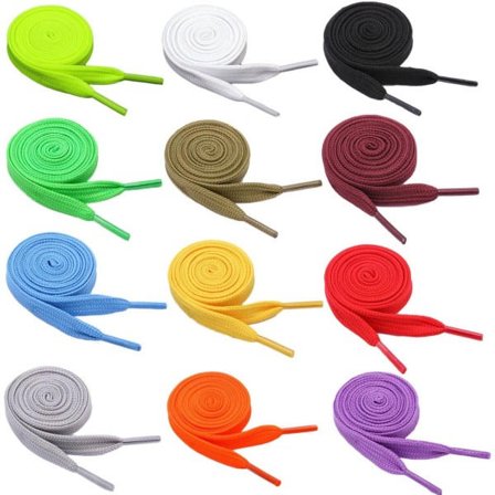 Skosnören 12 par 120 cm blandade färger Klassisk bred platt