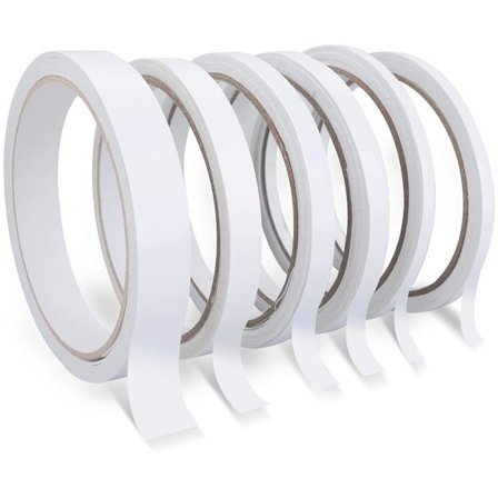 Dobbeltsidet hobbytape - 6 ruller, flere størrelser til scrapbooking og kreative projekter