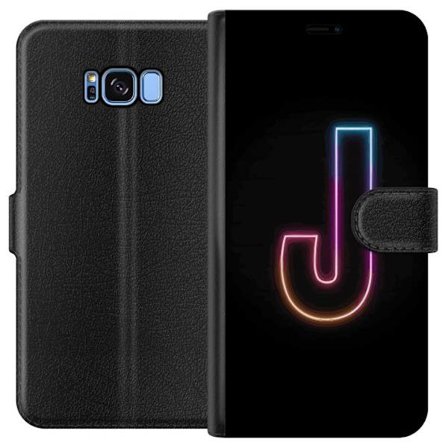 Kompatibelt Plånboksfodral till Samsung Samsung Galaxy S8 Minimalistisk neonbokstav J i färgskiftande ljus mot svart bakgrund