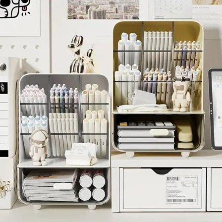 Large Storage Box with Drawer, Multifunctional Desktop Organizer for Office and Accessories