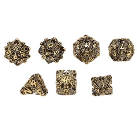 7-osainen metalliset noppakuutiot - monipuoliset tasapainotetut noppakuutiot roolipeleihin - kannettavat kultaiset ja mustat noppakuutiot 