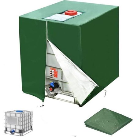 (Grøn) Presenning til 1000L IBC Tank, Beskyttelsescover, UV-bestandig, Støvtæt, IBC Container Cover, Beskyttende Presenning