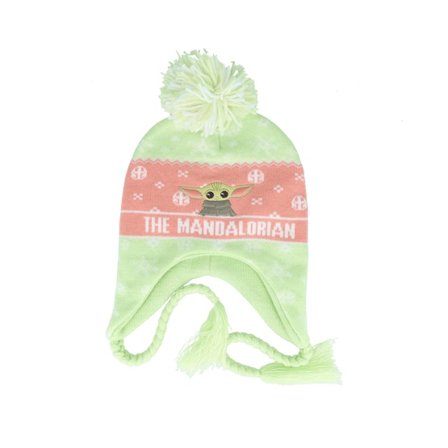 Difuzed - Kids The Mandalorian Grogu Sherpa Beanie Green/Pink Pom Pom Green Beanie - @ Hatstore