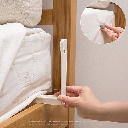 4 stk. Sengeklips i plast, sklisikre klemmer, dynetrekk, sengeteppe, fester, anti-løpende madrassholder