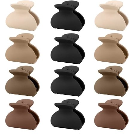 Små hårklemmer til kvinder, skridsikre matte hårklemmer til piger, børn, mini små klo-klemmer til tyndt, tykt og fint hår, 12 stk. (Brun)