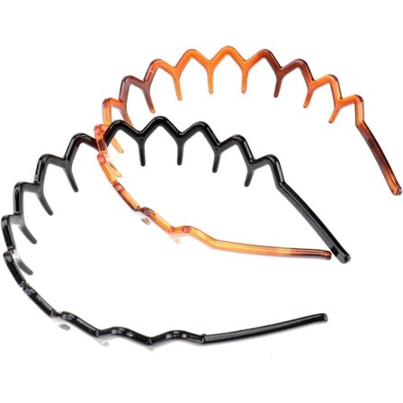 Zigzag-hårbånd i plast med hajformede tænder, skridsikre tænder, bølget kam, bølget zigzag-hårbånd til kvinder og mænd, 2 stk