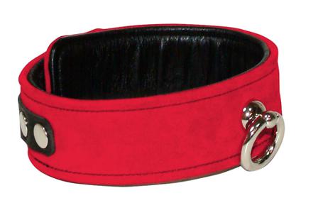 Wild Thing Leather Neckcuff Red S-L - Vuxen.no - pisker, bondage, tau, teip, klemmer, halsbånd, kilere, gags, seler & fetish.