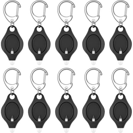 10-pack Mini LED-nyckelringsficklampa, ultrastarkt LED-ljus, svart