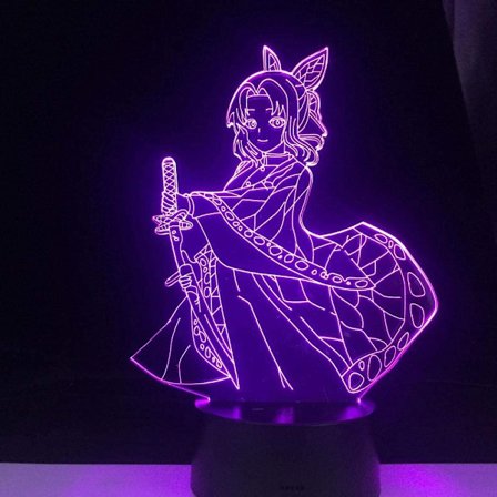 Anime Demon Slayer Shinobu Kochou -lamppu Upealla 3D-illuusiolla Yövalo Kotiin Huoneen Sisustukseen Akryyli LED-valo Joululahja Lamput (16 Väriä)