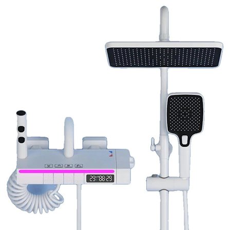 Termostatisk Duschblandare Set, Digital Display, 10-Tums Regnduschhuvud,Vit-F6043