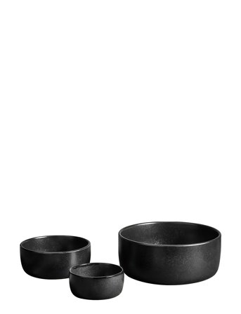 Raw Titanium Black - Skålesæt 3 Dele D19,5 X H8 Cm 1 Stk + D13,5Xh6 Cm + D9,5Xh4,5 Cm Gaveæske Home Tableware Bowls & Serving Dishes Serving Bowls 
