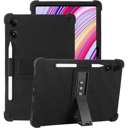 Mjukt silikonskal för Xiaomi Redmi Pad Pro 12.1 Stöttåligt med Ställ Svart