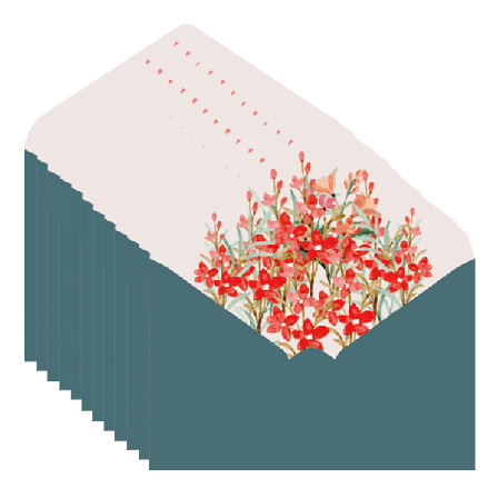 Papir Blomsterkonvolutter til Invitationer, Takkekort og Hilsener, 16.1*11.4cm, 50-pak