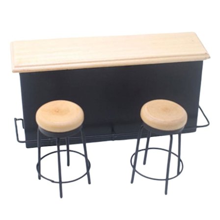 1 set Miniatyr Lekset Dockhus Möbel Mini Trä Bar Disk Bänk Stol