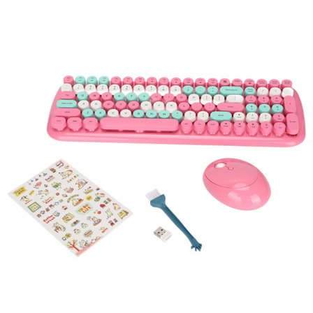 Tangentbord och mus-kombination 2.4G trådlös teknik Smart energisparande långdistansöverföring Tangentbord och musRosa blandad färg