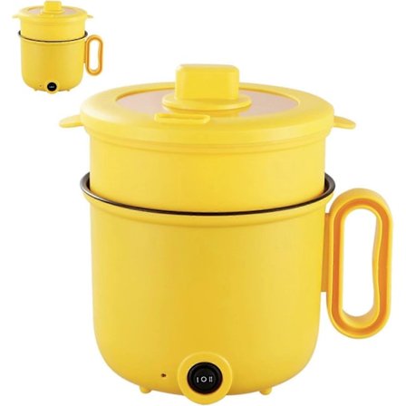 Elektrisk Gryta med Anti-Skållningshandtag, Genomskinligt Lock, Snabb Nudeltillagare 1.5L Mini Gryta för Biff, Ägg, Stekt Ris, Ramen, Havregryn, Soppa