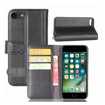 iPhone 7 / 8 uniikki nahkakotelo - Musta