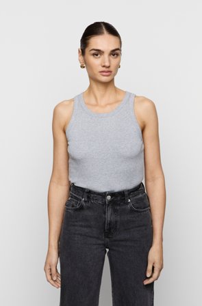 CAMILLA PIHL - Pia Rib Singlet - Light Grey Melange - M