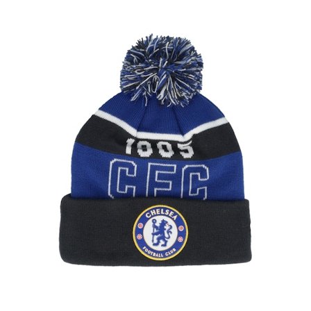 New Era - Football Schwarz pom Mütze - Chelsea Sport Beanie Black/Blue Pom @ Hatstore