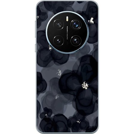 Kompatibel Mobilcover til Honor Honor Magic7 Pro Abstrakt mørkt blomstermønster i sortgrå toner med en elegant og dramatisk følelse