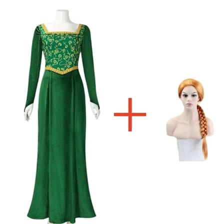 Shrek Cosplay-kostym Anime Prinsessa Grön Klänning Fiona Klänning Shrek Cosplay-kostym Kvinnor Sexig Sammet Halloween Karneval Kläder 130 klänning