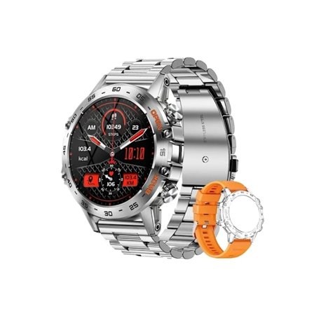 Smartklokke Menn Militær Fitness Tracker for Iphone Android Aktivitetsmåler 1.39 Tommer Sølv