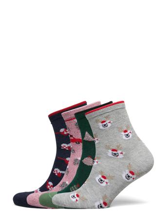 Pcanita Glitter Socks Box 4-Pack D2D Lingerie Socks Regular Socks Monivärinen/Kuvioitu Pieces
