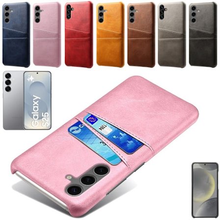 Samsung Galaxy S25 kuori 2 korttipaikkaa vaaleanpunainen -