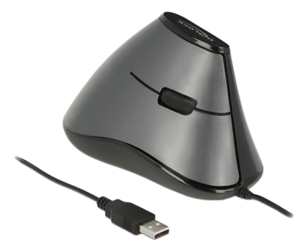 Delock vertikal mus - USB - grå, svart