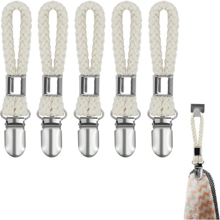 Håndklædeclips, håndklædeholder, 5 stk (majs hvid)