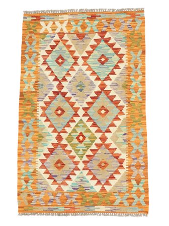 Kelim Afghan Old Style Matta Handvävd 83X128 Orange/Brun Afghanistan