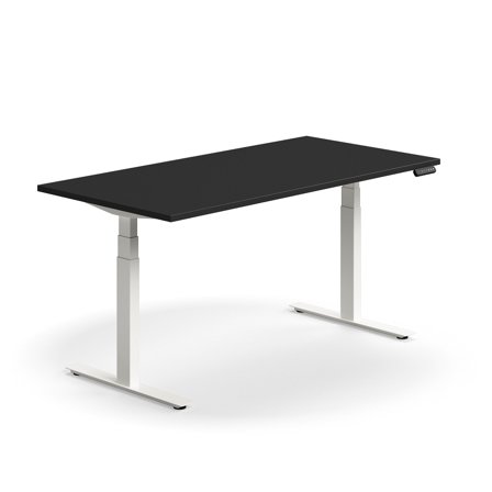Schreibtisch QBUS, höhenverstellbar, 1600x800 mm, weiß/schwarz