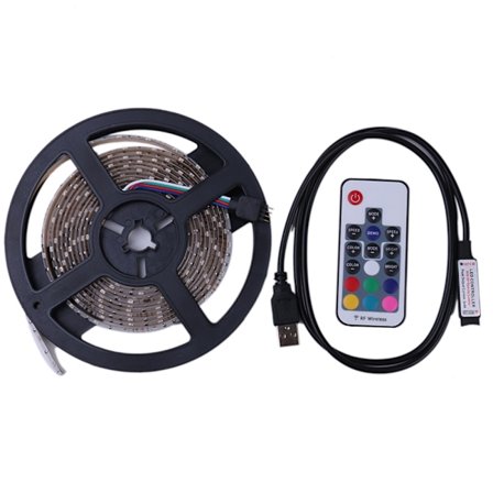 RGB LED-slinga med USB och fjärrkontroll - 5 meter vattentät
