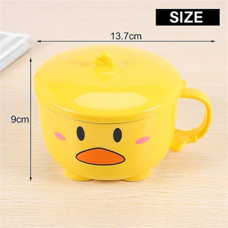 Ramen-skål med lock i söt rostfritt stål, köksfrukt, snabbnudlar, soppa, dubbelskikts skål, bordsartiklar #2