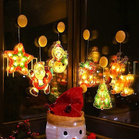 MIMIGO 1/10 KPL Joulukoriste Valollinen Ikkuna Ripustus Koriste LED Jouluvalot Imu Kupilla Koukku 3X AAA Paristokäyttöinen Joulu Juhla Esittelyyn