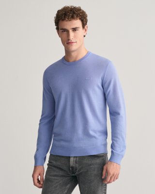 GANT - Genser med rund hals i merinoull til herre gentle blue