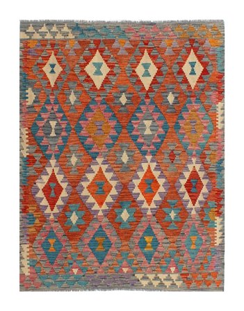 Kilim Afghan Old Style Rug 158X201 Dark Red/Brown Wool, Afghanistan