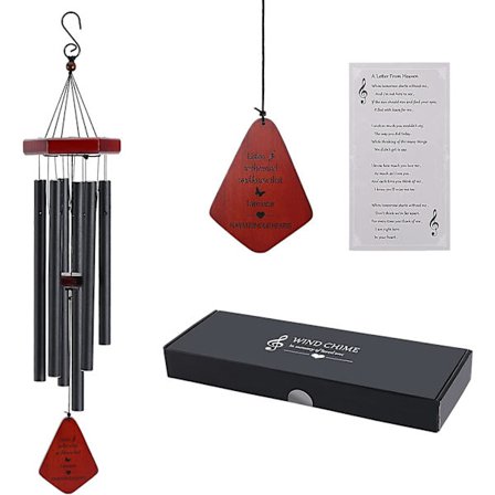 Vindspel, minnesvindspel utomhus stor djup ton, sympati vindspel för förlust av nära och kära som en gåva till balkong, uteplats, trädgård, gård, 