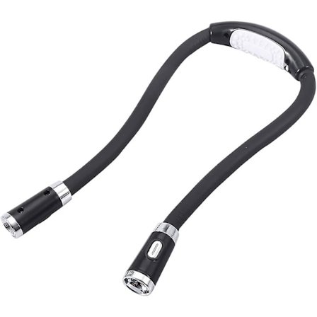 Halslampa för virkning, halsläslampa för böcker i sängen, flexibel boklampa, läslampa för bokmaskar, hantverk, stickning, halsläslampa (svart)