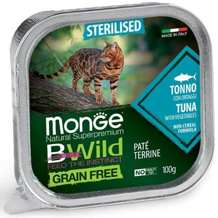 Monge B Wild Grain Free Tonno Con Ortaggi Cibo Umido Per Gatti