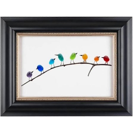 Havglass Regnbue Fugl, Havglass Kunst, Havglass og Drivved Bilde, Regnbue Fugl Veggdekor - Perfekt